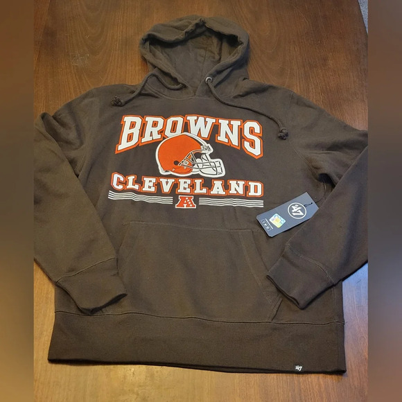 NWT Cleveland Browns '47 Brand Block Logo NFL Official Hoodie Size Medium - Picture 7 of 14